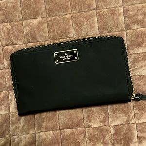 Large Kate Spade wallet black microfiber
